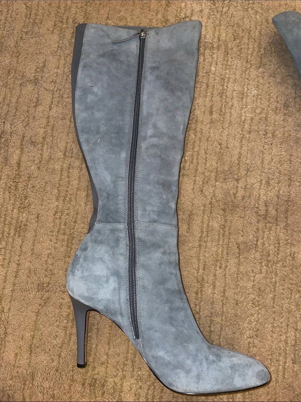 White House Black Market Light Blue Suede Over-the-Knee Stiletto Boots, Size 9M